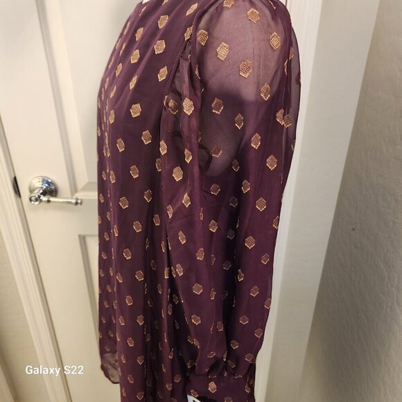 Calvin Klein Maroon and Gold Baby doll dress. NWT. Size 12 - Picture 5 of 12